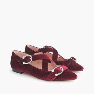 J. Crew Burgundy Velvet Cross Strap Marina